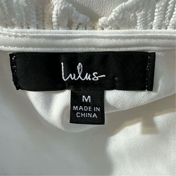 Lulus Women's M White Lace Skater Dress Short Sleeve Party Cocktail - Picture 7 of 9